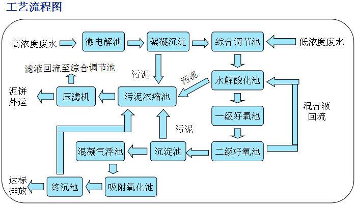 染料化工废水工艺流程图